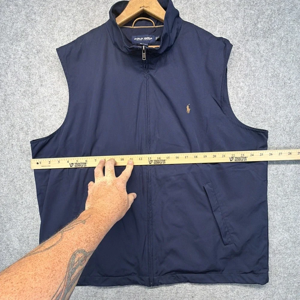 Polo Ralph Lauren Mens XL Mock Neck Full Zip Vest Golf Navy Blue Outdoor